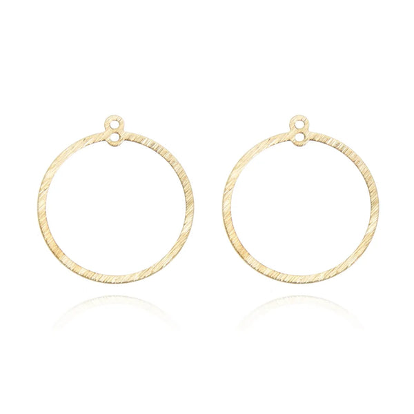 20pcs Brushed Raw Brass Large Round Circle Pendant Drop Connector Link, 2-Hole, 25mm, Unplated/Uncoated, CF-A4