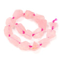 Natural Raw Pink Rose Quartz Gemstone Beads, Large Drilled Rough Nugget Stone,15 Inch GA-C8