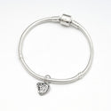 1pc Solid Sterling Silver Letter B Initial Flower Heart Alphabet Name Charm, Compatible with Pandora all Other Charm Bracelets, EC658