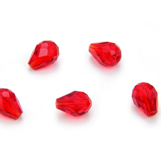 24pcs Adabele Austrian Faceted Teardrop Crystal Beads #5500, Siam Red, 8mm x 6mm, Hole ID 1mm, SST-805