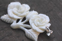 1pc Beautiful Lovely Flower Bouquet Hand Carved White Buffalo Bone Drop Pendant, Symbol of Strength Prosperity Pendant, with Sterling Silver Bail, 2 Inch, BP-48