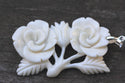 1pc Beautiful Lovely Flower Bouquet Hand Carved White Buffalo Bone Drop Pendant, Symbol of Strength Prosperity Pendant, with Sterling Silver Bail, 2 Inch, BP-48