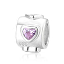 Solid 925 Sterling Silver Heart Love CZ Bead Charm, Compatible with Pandora All Other Charm Bracelet