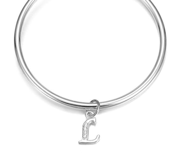 1pc 925 Sterling Silver Letter L Charm, Tarnish Resistant Rhodium Plated, Cubic Zirconia CZ Name Initial Pendant Drop,SSP-C12
