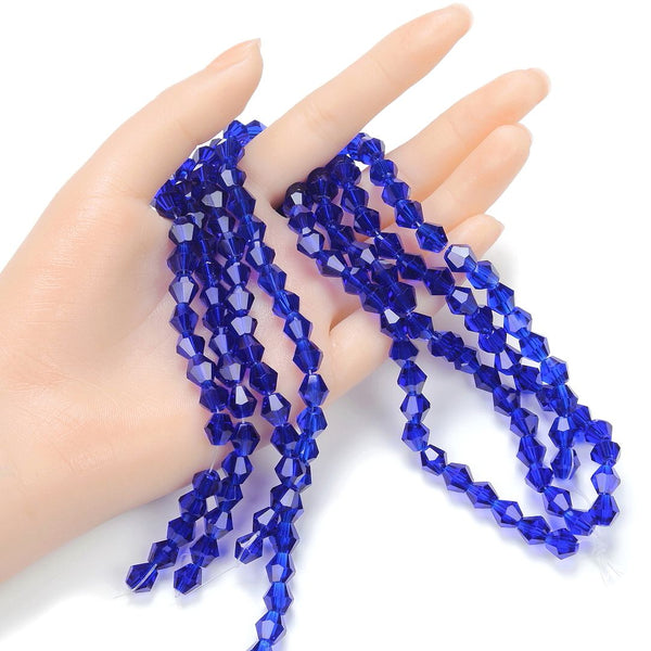 200pcs Creative Club Faceted Bicone Crystal Glass Beads, Cobalt Blue, 8mm (0.31 Inch), Hole ID 1.1mm, CCB825