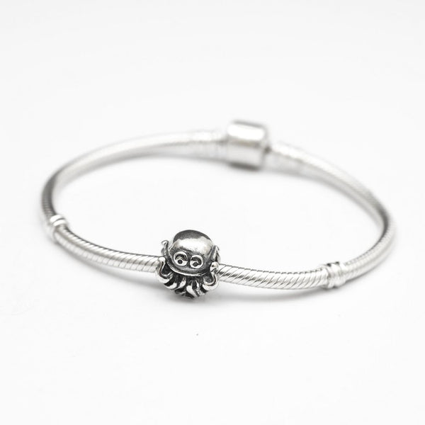 1pc Cute Real Solid Sterling Silver Octopus Charm Bead, Compatible with Pandora All Other Charm Bracelets, EC162