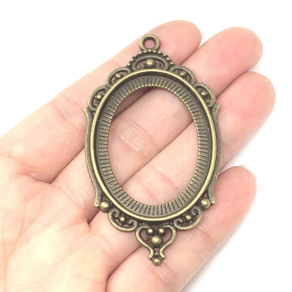 20pcs Large Sturdy Oval Open Back Bezels, Pendant Base, Antique Bronze, Designed for 40x30mm Cabochon Resin Cameo Photo, MC-H1