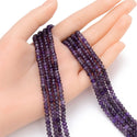 Natural Purple Amethyst Gemstone Tiny Small Faceted Rondelle Beads, 4x3mm, Hole ID 0.65mm, 15 Inch/1 Strand, GK-B3