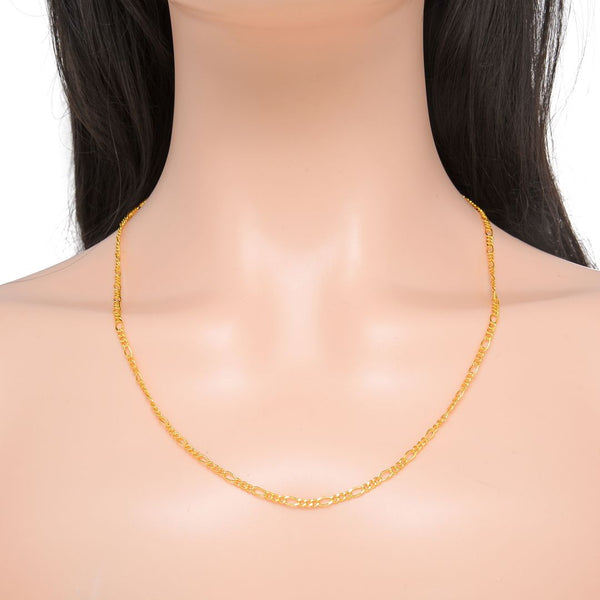 16.5 Feet Tarnish Resistant Diamond Cut Figaro Chain Link, 18K Yellow Gold Plated Brass, Size Selections: 2mm/2.5mm