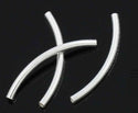 10pcs 925 Sterling Silver Curved Noodle Tubes, Hole ID 1.5mm, Size Selections: 20mm/25mm/30mm/35mm/40mm