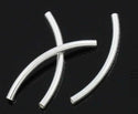 10pcs 925 Sterling Silver Curved Noodle Tubes, Hole ID 1.5mm, Size Selections: 20mm/25mm/30mm/35mm/40mm