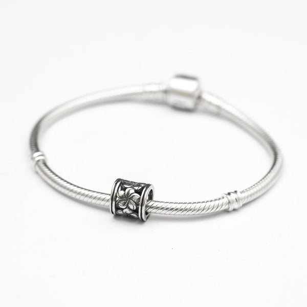 1pc Solid 925 Sterling Silver Flower Bead Charm, Compatible with Pandora All Other Charm Bracelet, EC132