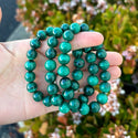 1 Strand Stretch Natural Green Malachite Beaded Gemstone Bracelet, 10mm Bead, Length Selections: 7 inch/7.5 inch/8 inch/8.5 inch
