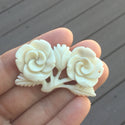 1pc Beautiful Lovely Flower Bouquet Hand Carved White Buffalo Bone Drop Pendant, Symbol of Strength Prosperity Pendant, with Sterling Silver Bail, 2 Inch, BP-48