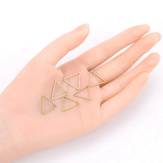 50pcs Raw Brass Triangle Beading Hoops, Open Back Bezel Frame, Unplated/Uncoated, 0.8mm/20 Gauge, Size Selections: 12mm/17mm/20mm