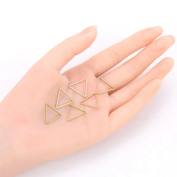 50pcs Raw Brass Triangle Beading Hoops, Open Back Bezel Frame, Unplated/Uncoated, 0.8mm/20 Gauge, Size Selections: 12mm/17mm/20mm