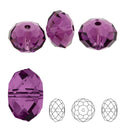 24pcs Adabele Austrian Faceted Rondelle Crystal Beads #5040, Amethyst, Size Selections: 6x4mm, 8x6mm, 10x8mm