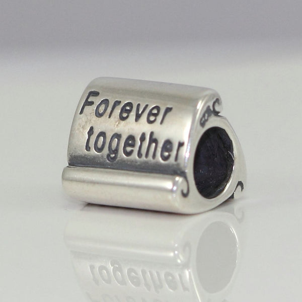 1pc Solid 925 Sterling Silver Forever Together Commitment Scroll Bead Charm, Compatible with Pandora All Other Charm Bracelet, EC26