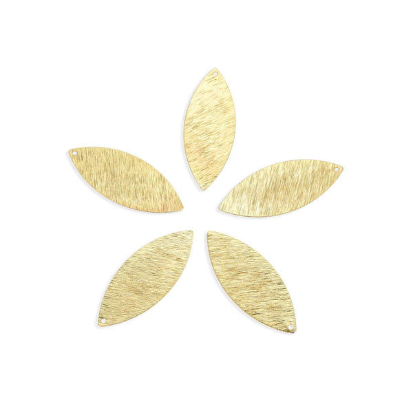 10pcs 42.5mm Large Navette Marquise Drop Pendants, Tarnish Resistant, 18K Yellow Gold Plated Brushed Brass, BF-A15
