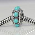 1pc Real 925 Sterling Silver Flower Blue Turquoise Gemstone Bead Charm, Compatible with Pandora All Other Charm Bracelet, EC6-B8