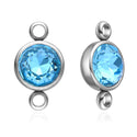 10pcs Grade A December Blue Zircon Birthstone Links, Stainless Steel, Tarnish Resistant, 10mm, CCP36-12