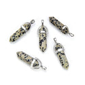 4pcs Natural Dalmatian Jasper Gemstone Pendants, 42mm Loose Bullet Point Stone Drops, G2P-C19
