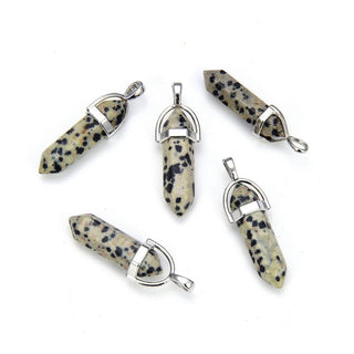 4pcs Natural Dalmatian Jasper Gemstone Pendants, 42mm Loose Bullet Point Stone Drops, G2P-C19