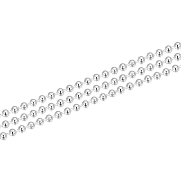 5 Feet 925 Sterling Silver Unfinished Beaded Ball Chain Links, 1mm, Thin Small SSK-C1