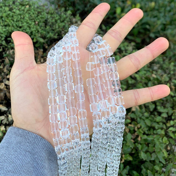 100pcs Creative Club Faceted Cube Crystal Glass Beads, Crystal Clear, 8mm, Hole ID 1mm, CCC801