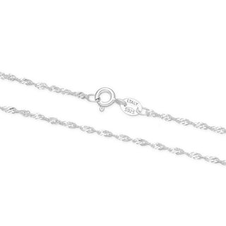 1pc 925 Sterling Silver Singapore Link Chain Necklace, 1.4mm, Length Selections: 18 inch/20 inch/22 inch