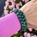 1 Strand Stretch Natural Green Malachite Beaded Gemstone Bracelet, 8mm Bead, Length Selections: 7 inch/7.5 inch/8 inch/8.5 inch