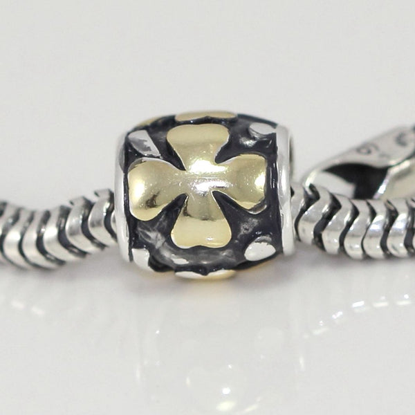1pc Solid 925 Sterling Silver Gold Celtic Cross Protection Faith Bead Charm, Compatible with Pandora All Other Charm Bracelet, EC92