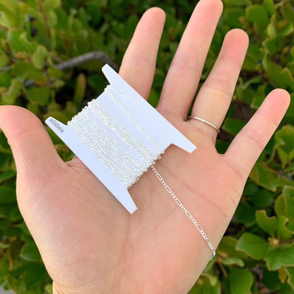 5 Feet 925 Sterling Silver Unfinished Figaro Chain Links, 1.3mm, Small SSK-B1