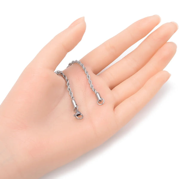 5pcs 304 Stainless Steel 3mm Diamond-Cut Braided Rope Chain Necklaces (18 Inch/20 Inch/22 Inch)