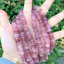 Natural Red Strawberry Quartz Gemstone Flat Coin Chip Beads, Irregular, 7mm-10mm, Hole ID 1mm, 15 Inch/1 Strand, GZ7-9