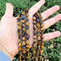 Natural Brown Tiger Eye Gemstone Oval Tumbled Pebble Beads, Irregular, 8mm to 11mm, Hole ID 1mm, 15 Inch/1 Strand, GZ12-27