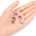 10pcs Grade A July Ruby Birthstone Links, Stainless Steel, Tarnish Resistant, 10mm, CCP36-7