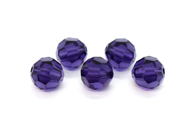 50pcs Adabele Austrian Faceted Round Crystal Beads #5000, Purple Velvet, Size Selections: 4mm/6mm/8mm/10mm