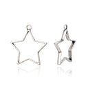 20pcs Open Back Star Bezel Blanks, Pendant Base, Large Resin Mold, Antique Silver, 35x32mm, CF286-5