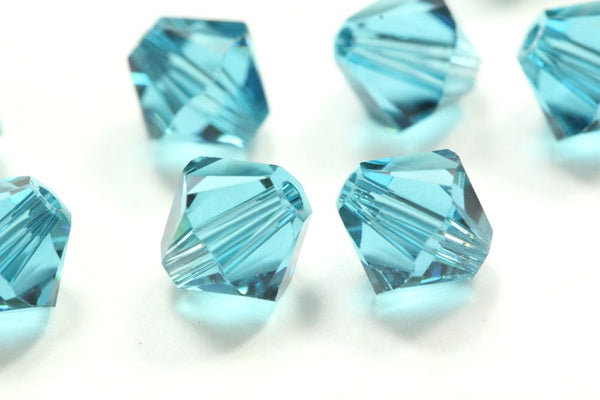 50pcs Preciosa Faceted Bicone Crystal Beads, Indicolite, 6mm, Hole ID 1mm, Pre-B653