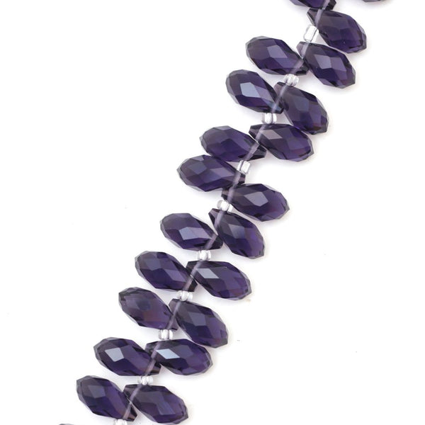 200pcs Creative Club Faceted Teardrop Briolette Crystal Glass Beads, Pendant Drop, Amethyst Purple, 12x6mm, Hole ID 1mm, CCT2-27