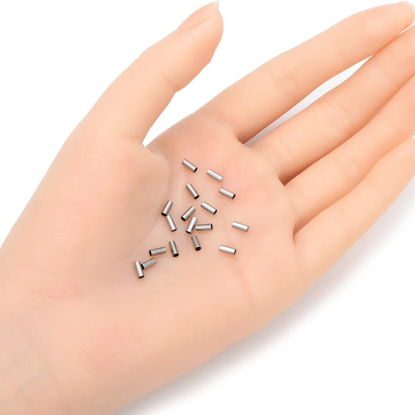 200pcs 304 Stainless Steel Round Tube Connectors, 5mm Length, 1.5mm Hole ID, Sleek Finish