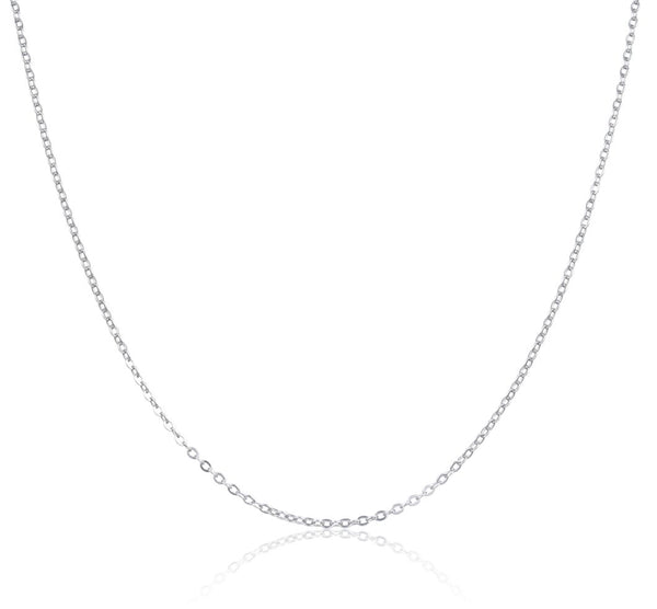 1pc 925 Sterling Silver Diamond Cut Flat Cable Link Chain Necklace, Tarnish Resistant Rhodium Plated, 1.5mm, Length Selections: 18/20/22/24/26 inch