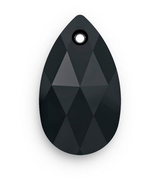 20pcs Creative Club Faceted Crystal Glass Pear Chandelier Pendant Drops, Jet Black, 22x13mm Large, Hole ID 1mm, CCE-23