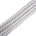 Grade A Natural Hematite Gemstone Rondelle Beads, Silver Plated, 2 Strands/380pcs Beads, 4x2mm/Small, Hole ID 1mm, GFC7-2