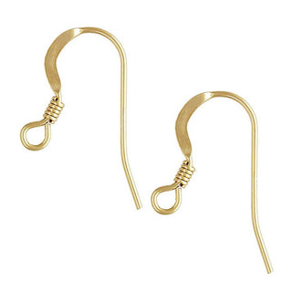50pcs Tarnish Resistant Flat Fish Earring Hooks, 18K Yellow Gold Plated Brass, 18mm, 0.7mm/21 Gauge, BF20-2