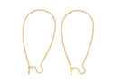 100pcs Earring Hooks Kidney Ear Wire, 18K Yellow Gold Plated Brass, Size Selections: 18mm/25mm/30mm/36mm/43mm/47mm