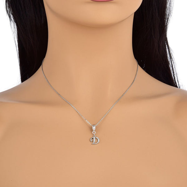1pc 925 Sterling Silver Letter D, Alphabet Charm Pendant Drop, 18mm Long, Hole ID 4.5mm, EC3-A4