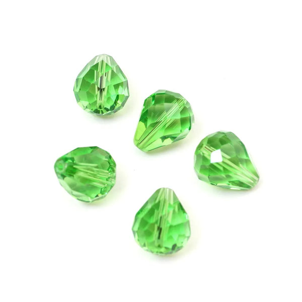 24pcs Adabele Austrian Faceted Teardrop Crystal Beads #5500, Peridot Green, 12mm x 10mm, Hole ID 1.2mm, SST-1216