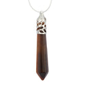 1pc Natural Brown Yellow Tiger Eye Hexagonal Pile Gemstone Pendant Necklace, 26 Inch Surgical Stainless Steel Chain, GGP-BB1